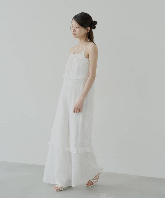 透紗花卉吊頸連體褲