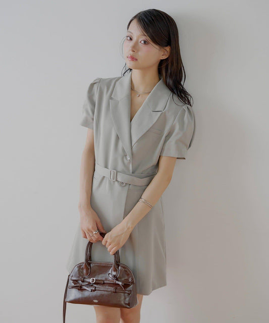 Chico 西裝風雙排扣迷你連衣裙