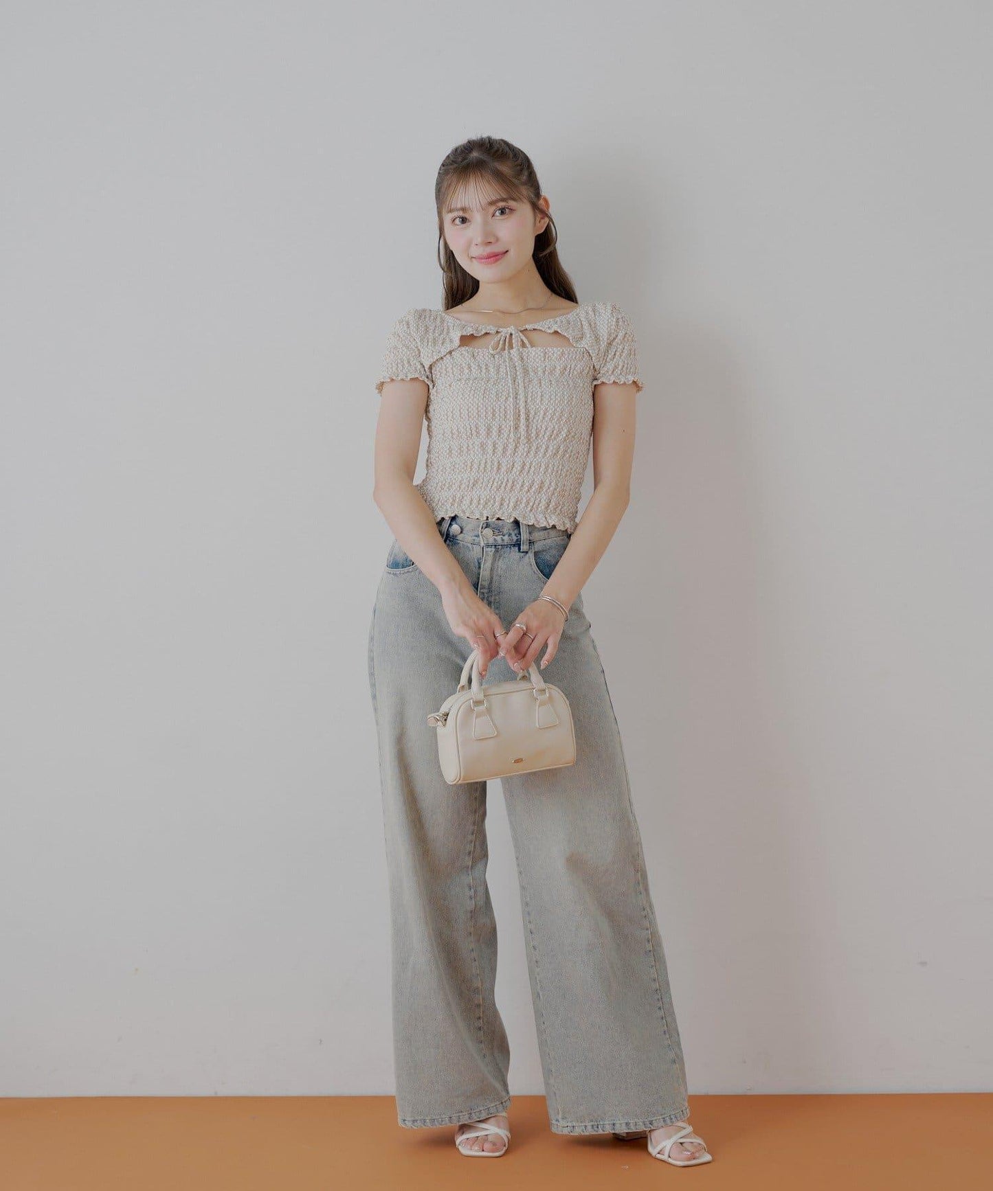 Chico 格紋 前蝴蝶結 小披肩設計 T恤