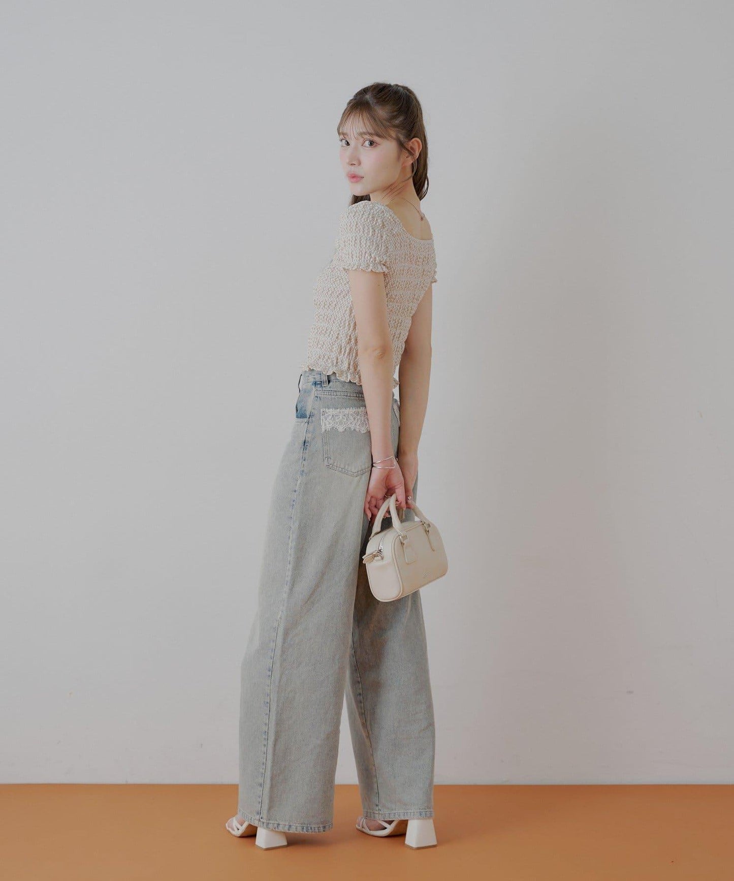 Chico 格紋 前蝴蝶結 小披肩設計 T恤