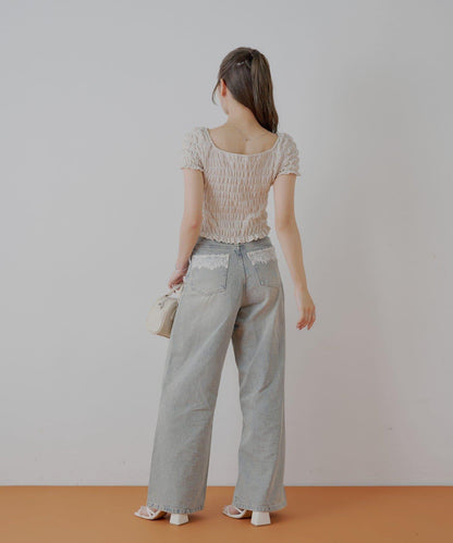 Chico 格紋 前蝴蝶結 小披肩設計 T恤