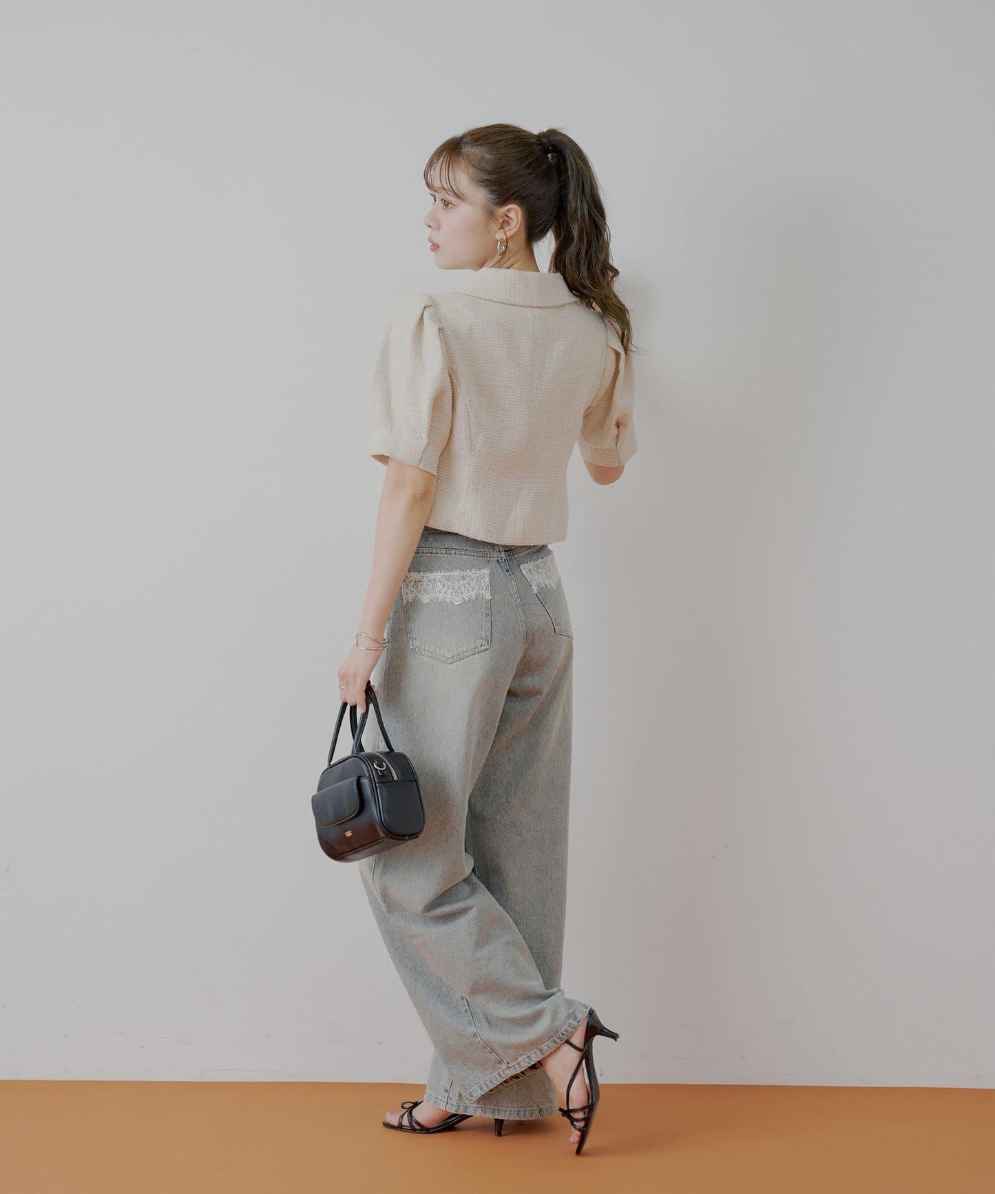 Chico 泡泡袖短款粗花呢夾克