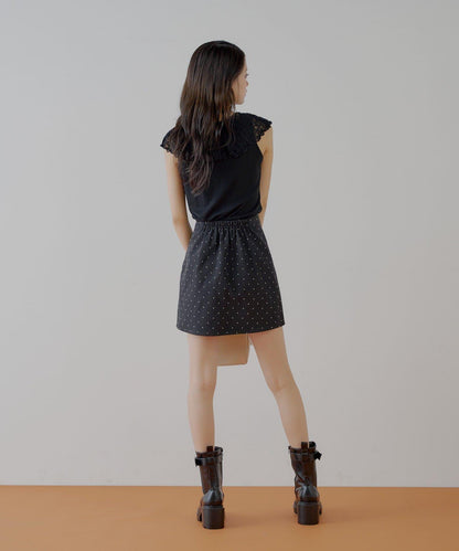 Chico 蕾絲設計 落肩無袖 羅紋T恤