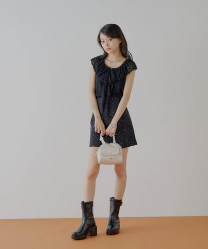 Chico 蕾絲設計 落肩無袖 羅紋T恤