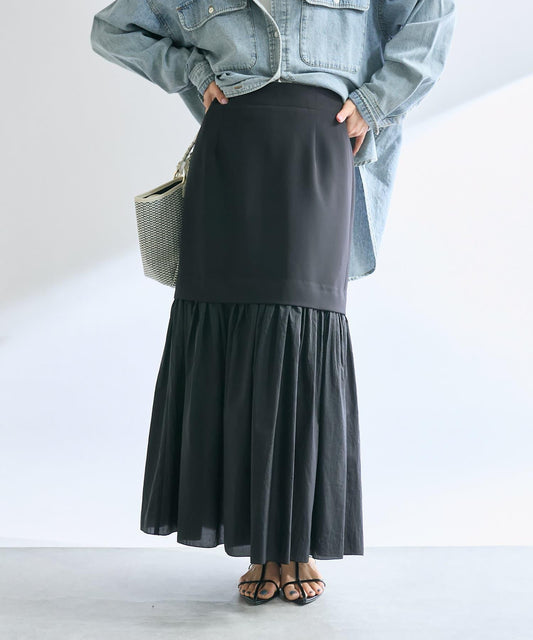 RIVE DROITE 透紗拼接褶皺美人魚半身裙