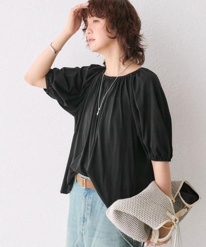 褶皺設計 彈力面料 套頭上衣
