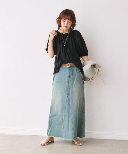 褶皺設計 彈力面料 套頭上衣