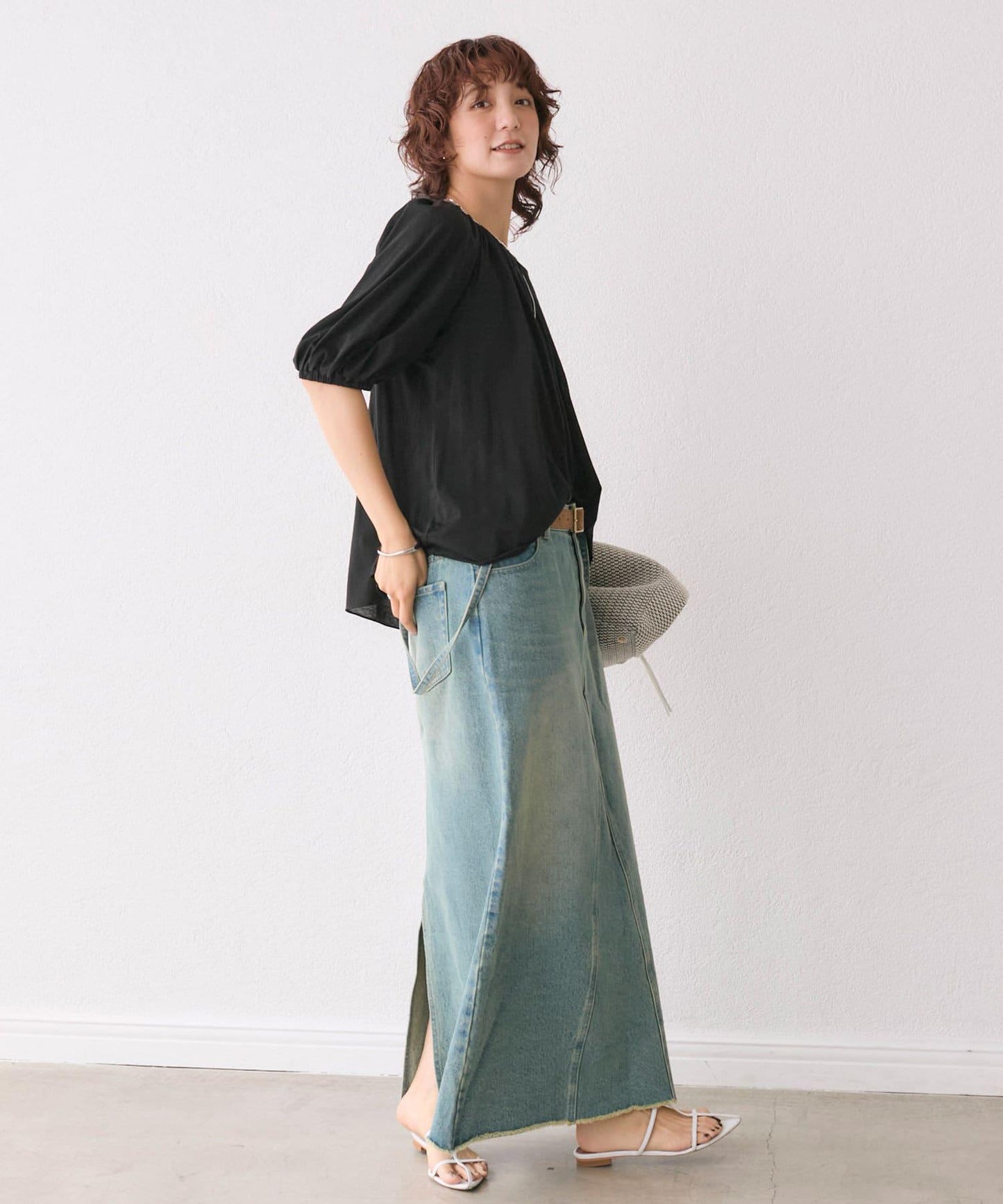 褶皺設計 彈力面料 套頭上衣