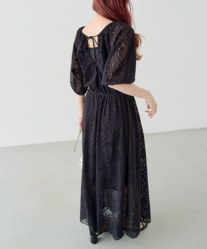 兩尺碼可選 低身長尺碼 蕾絲褶皺 連衣裙