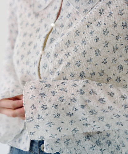 蕾絲花卉領口針織開衫