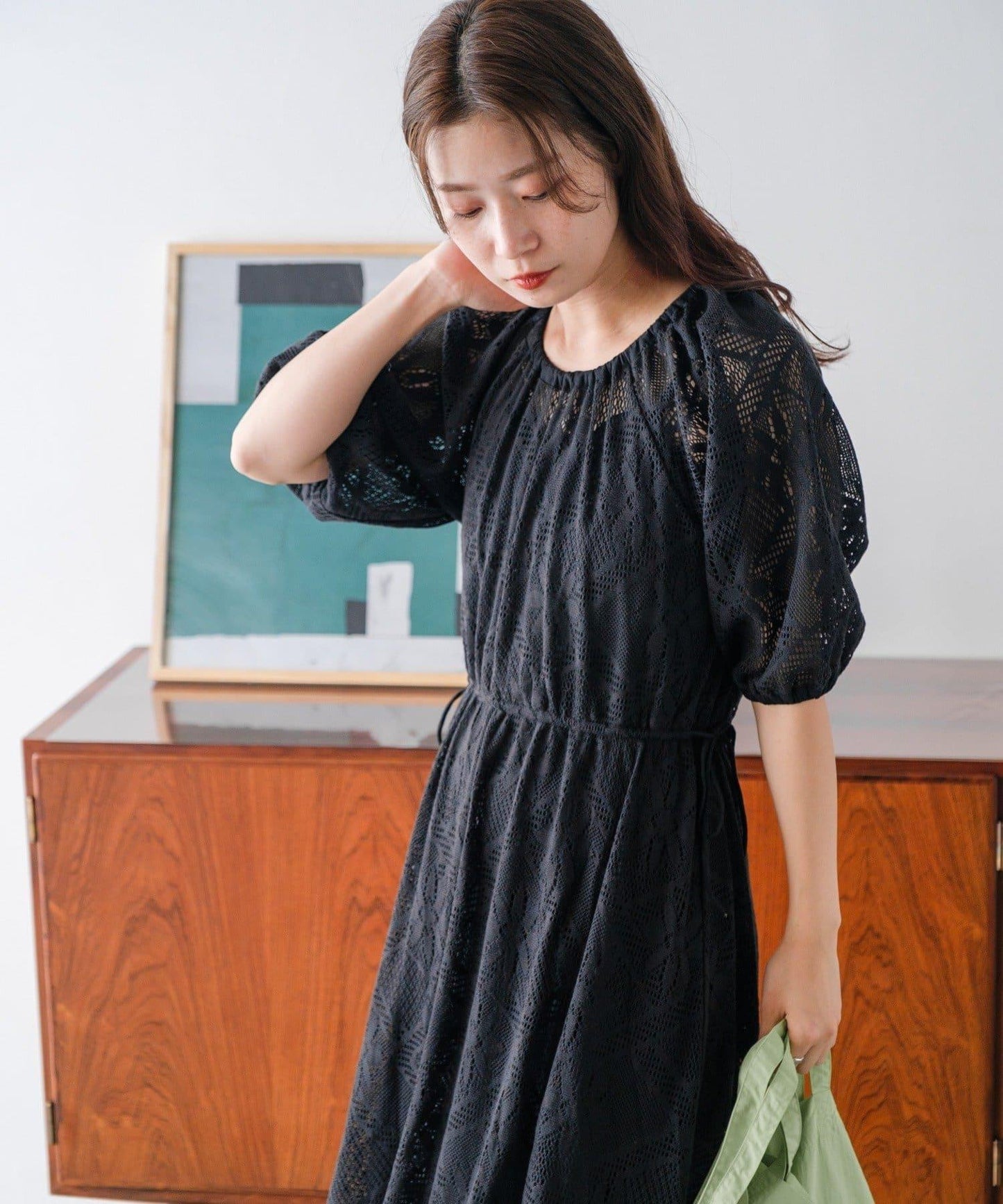 兩尺碼可選 低身長尺碼 蕾絲褶皺 連衣裙