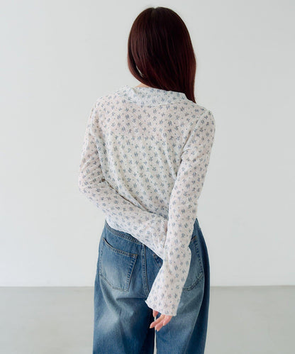 蕾絲花卉領口針織開衫