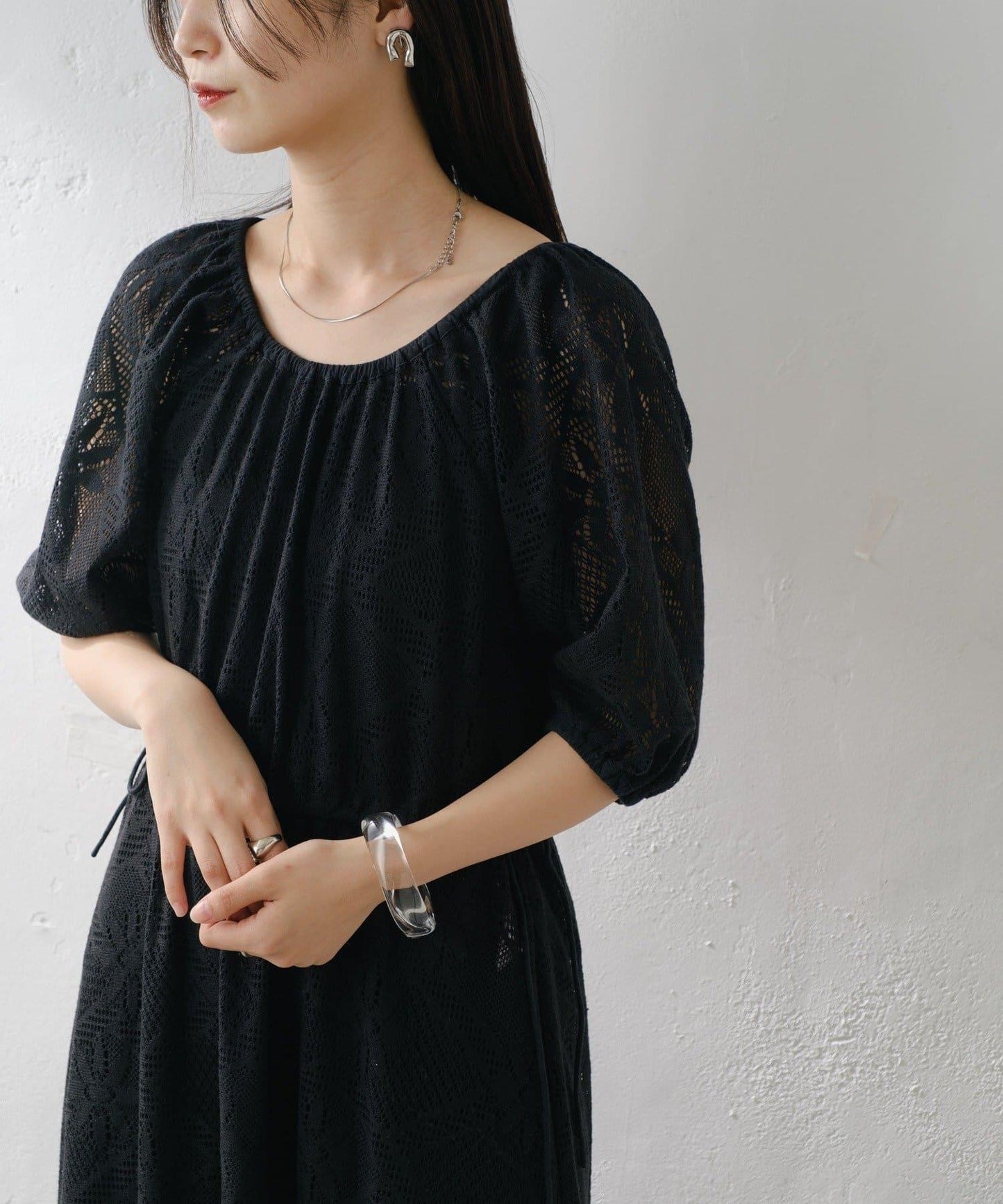 兩尺碼可選 低身長尺碼 蕾絲褶皺 連衣裙