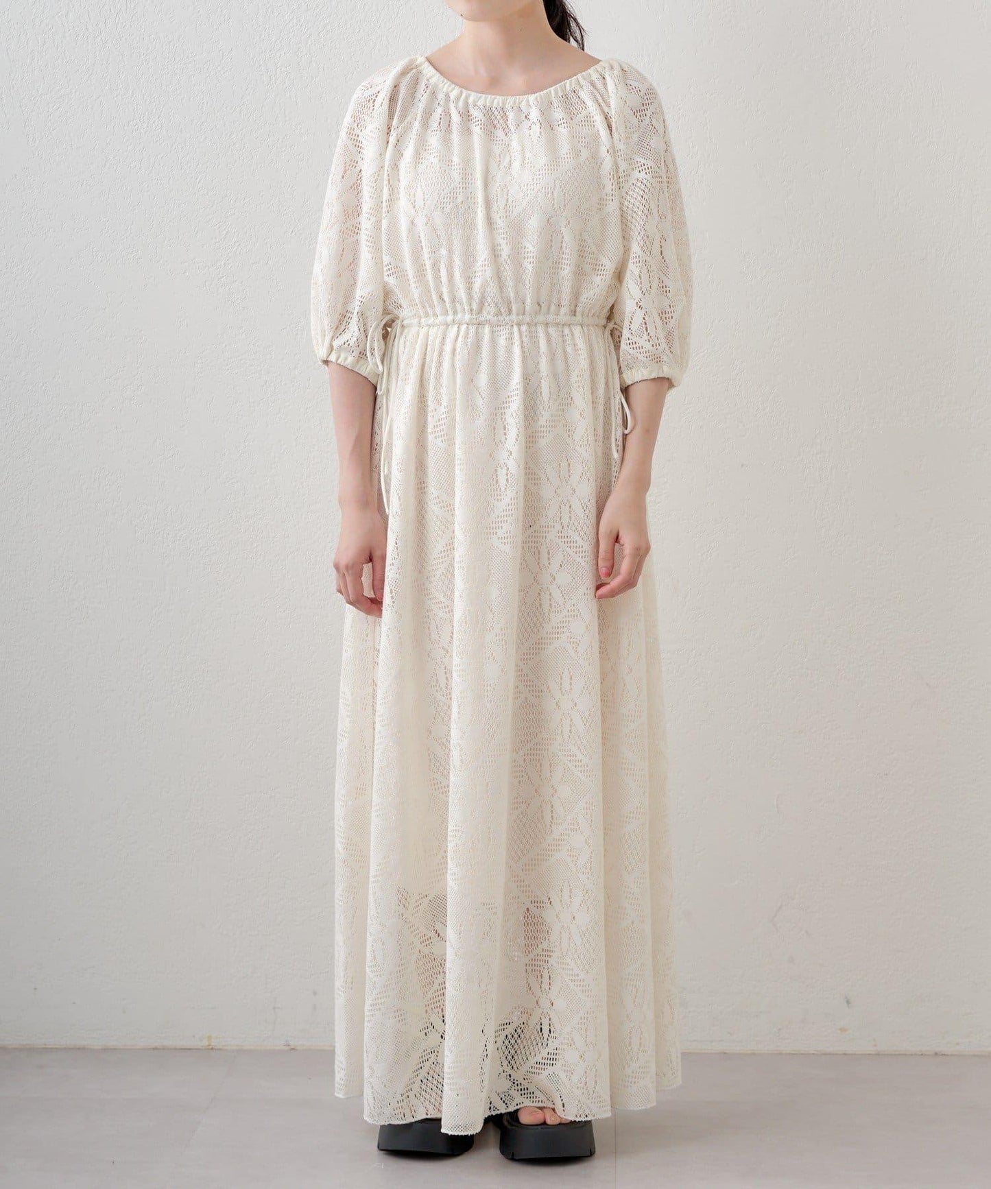 兩尺碼可選 低身長尺碼 蕾絲褶皺 連衣裙