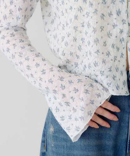 蕾絲花卉領口針織開衫