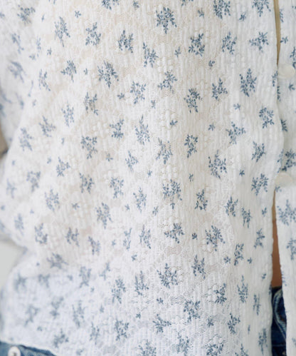 蕾絲花卉領口針織開衫