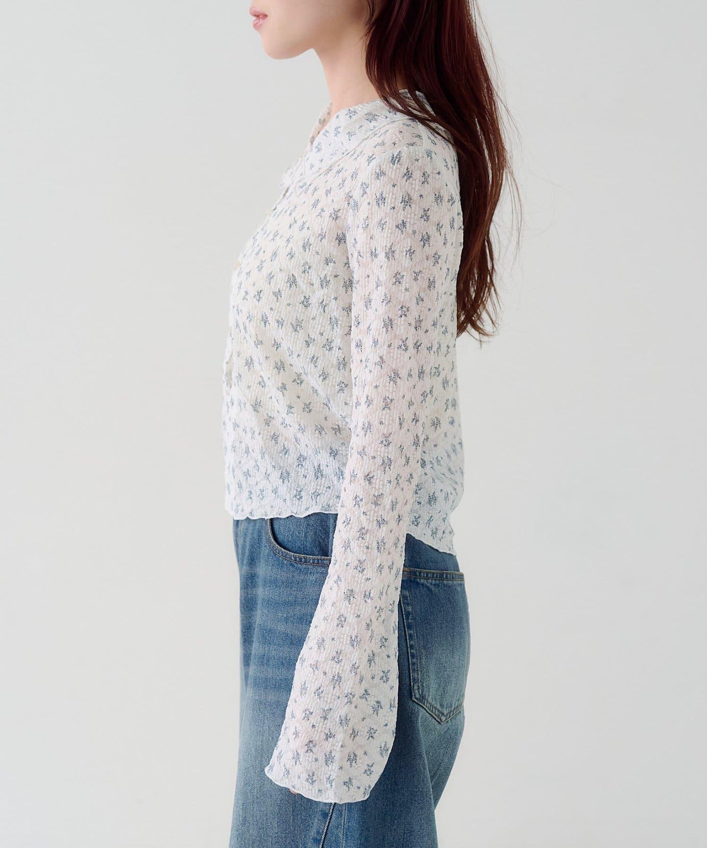 蕾絲花卉領口針織開衫