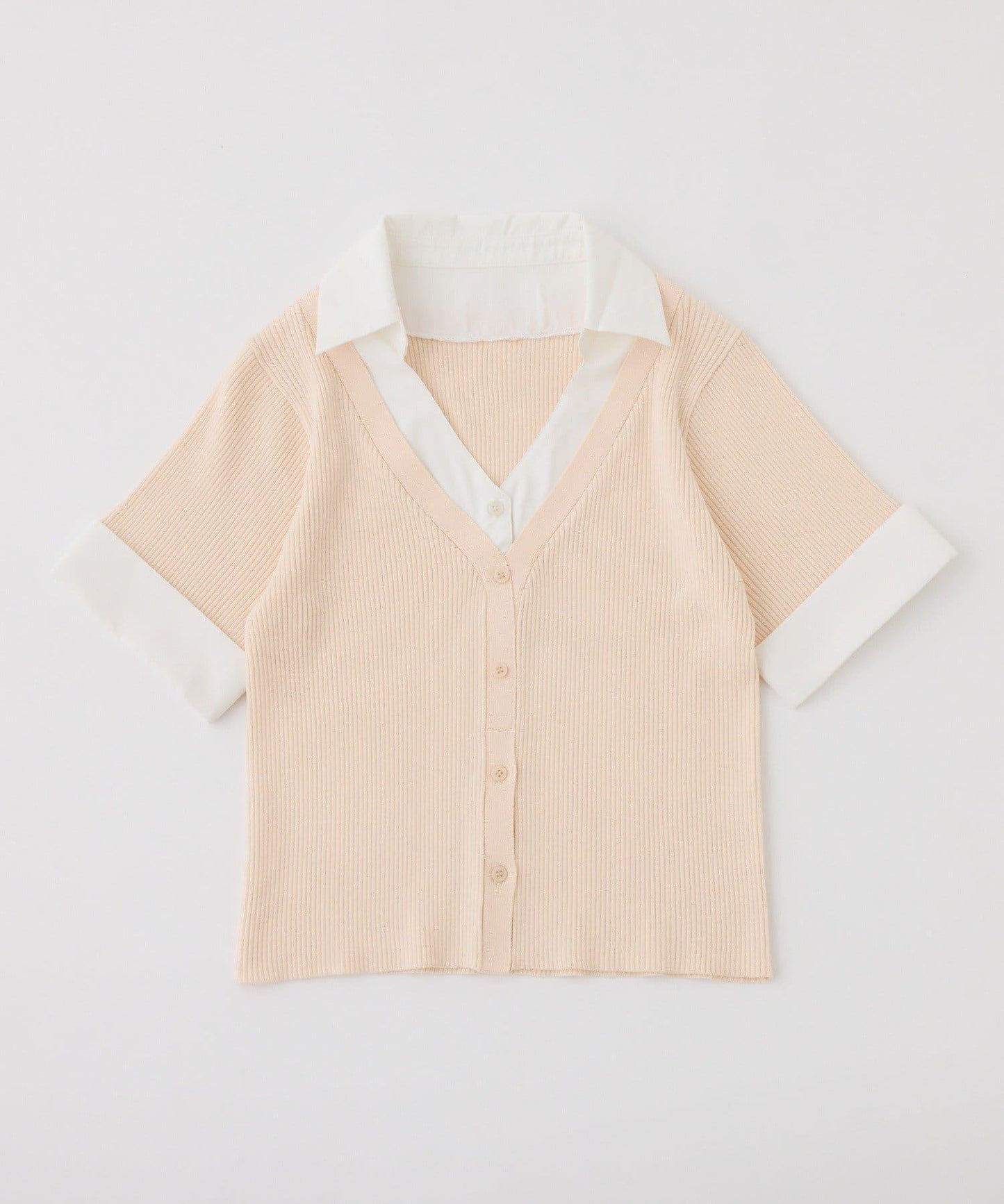 可拆卸蝴蝶結 拼接設計 針織上衣