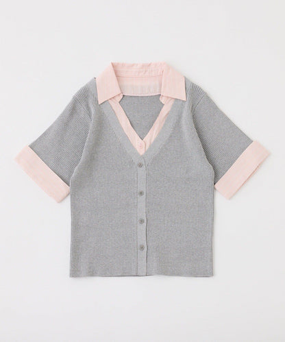 可拆卸蝴蝶結 拼接設計 針織上衣