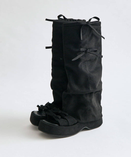 帶罩設計蝴蝶結涼鞋