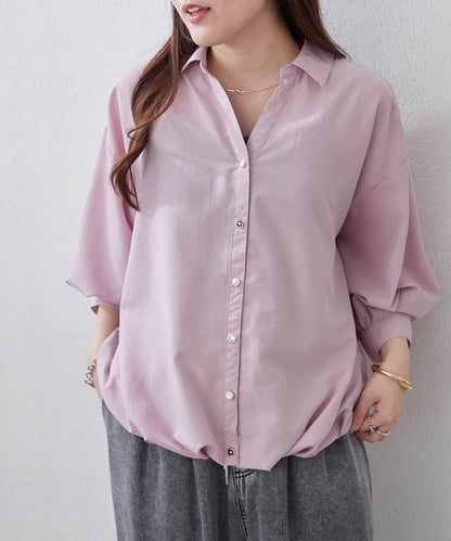 多種紐扣竹筍褶女襯衫
