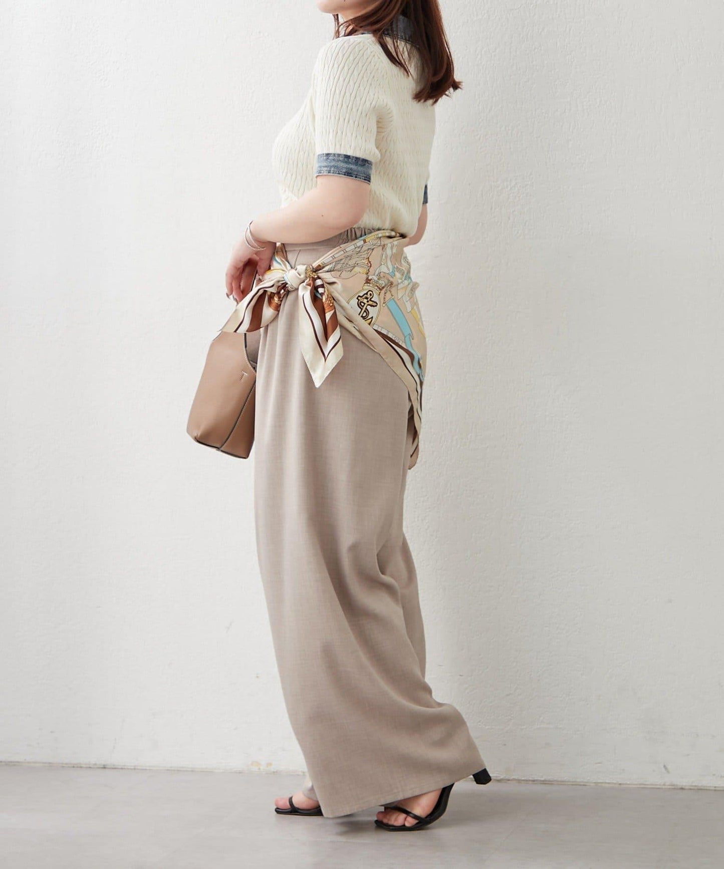 牛仔拼接 半拉鍊 簡約休閒套頭上衣