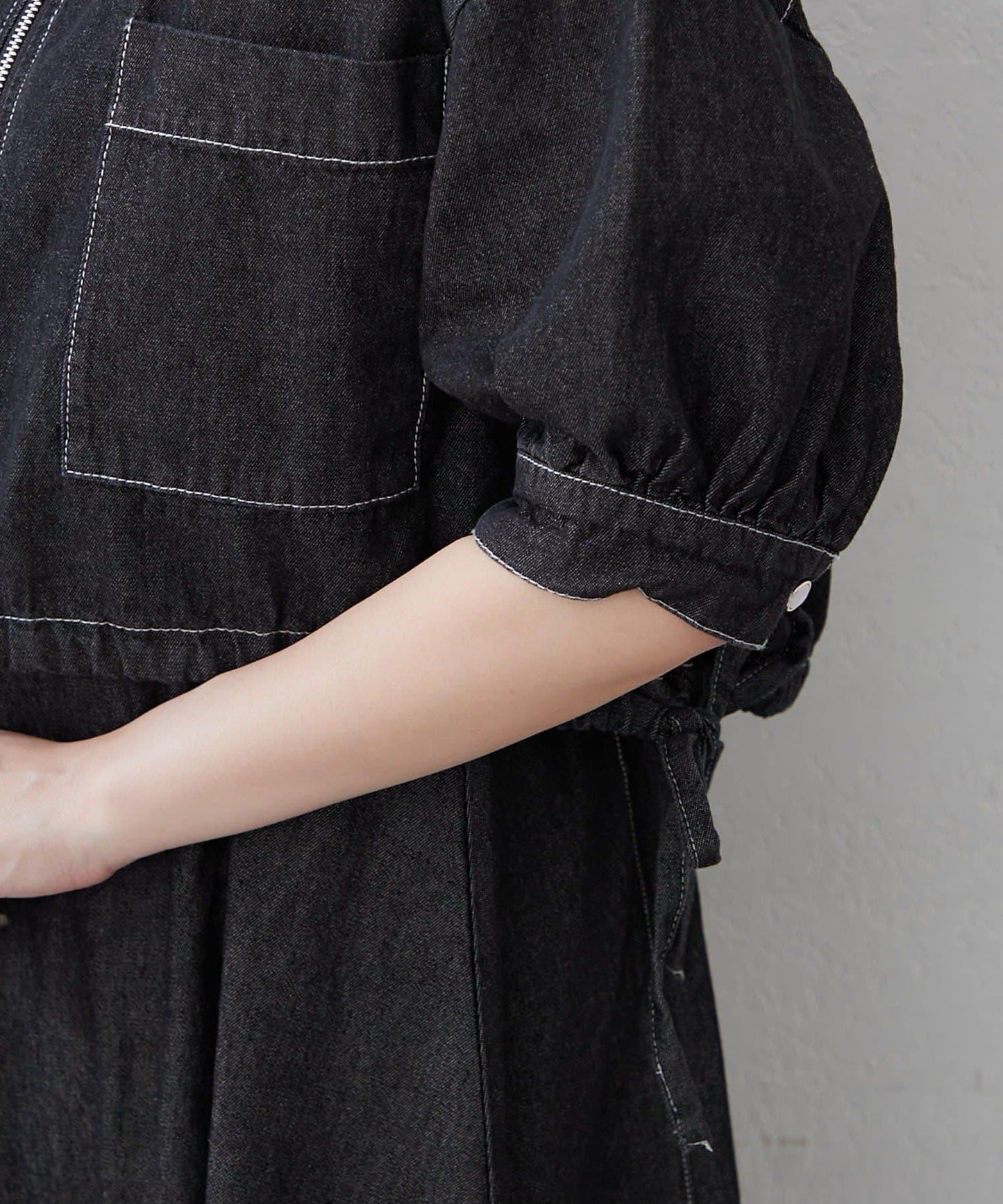 簡約風牛仔五分袖外套＋吊帶連衣裙套裝