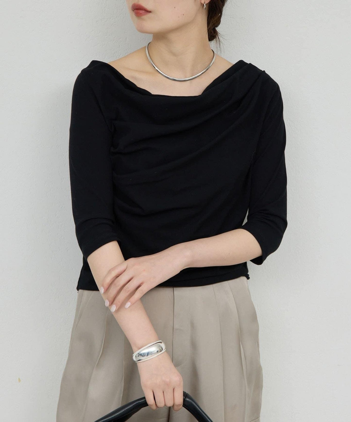 2WAY中袖針織上衣