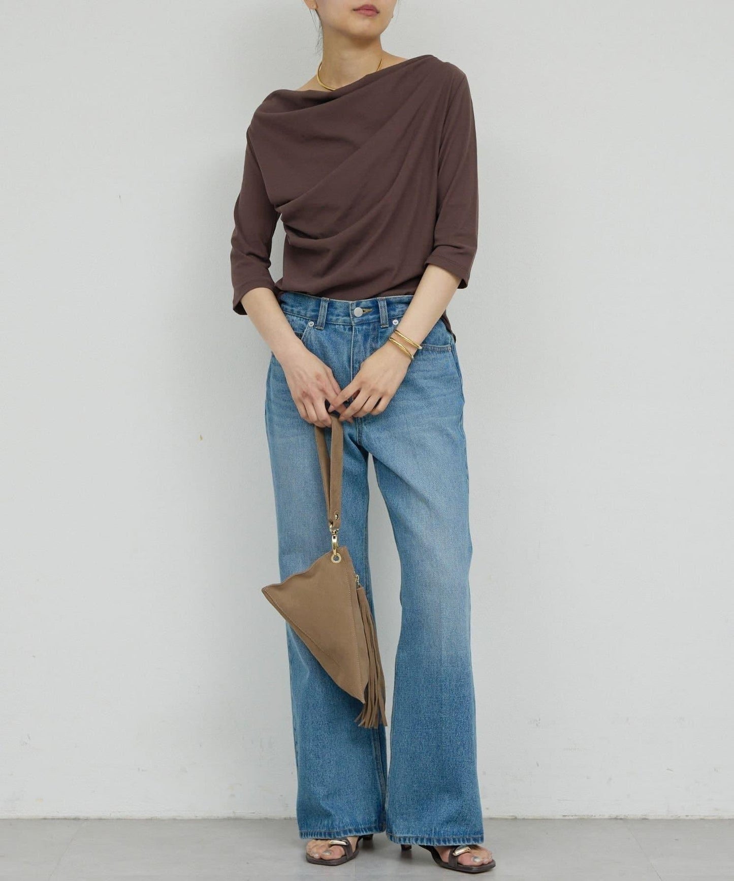 2WAY中袖針織上衣