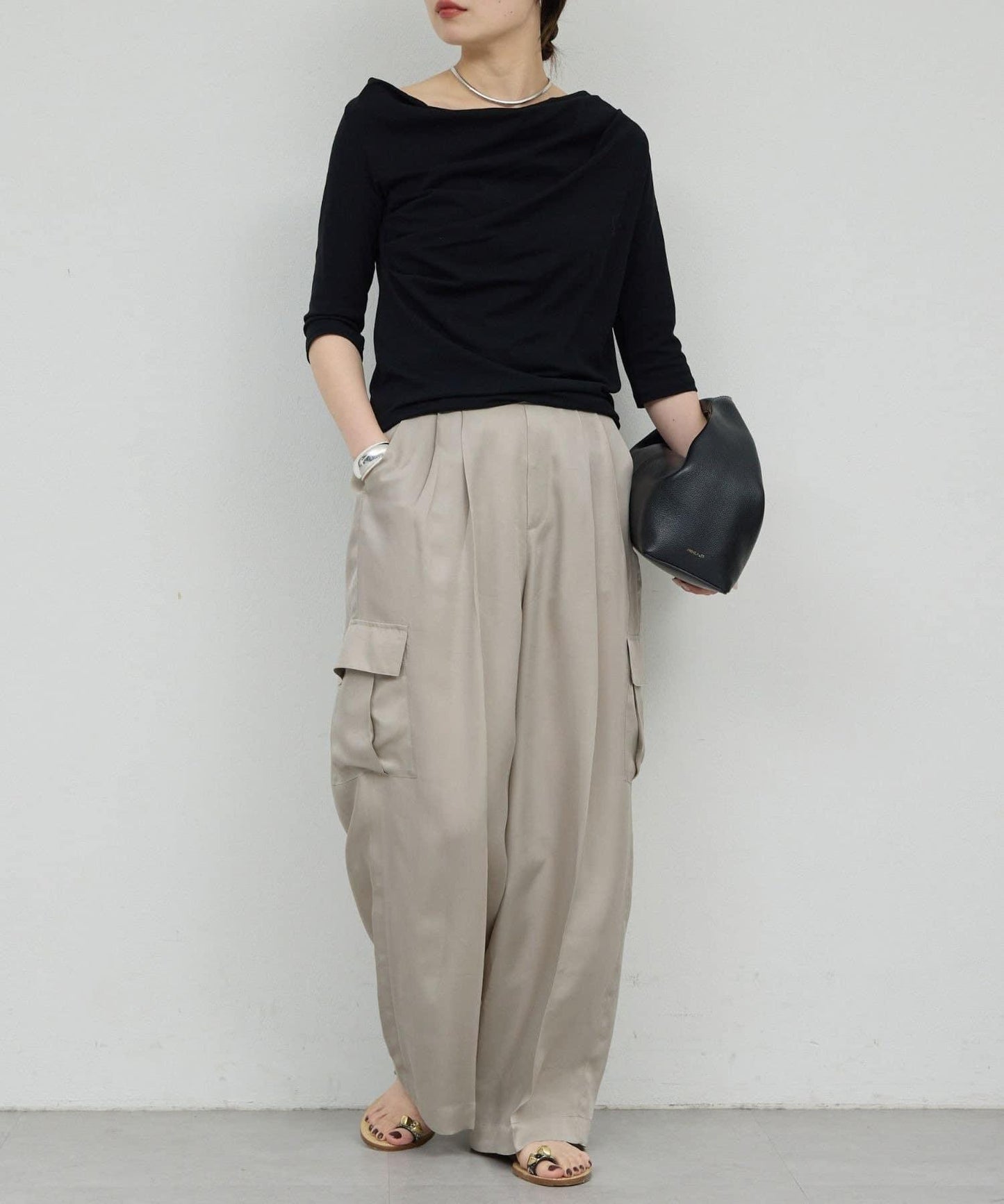 2WAY中袖針織上衣