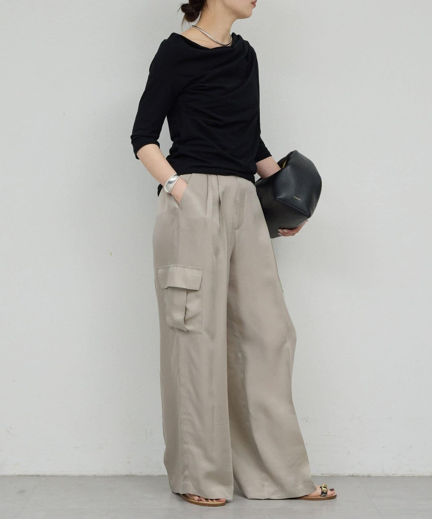 2WAY中袖針織上衣