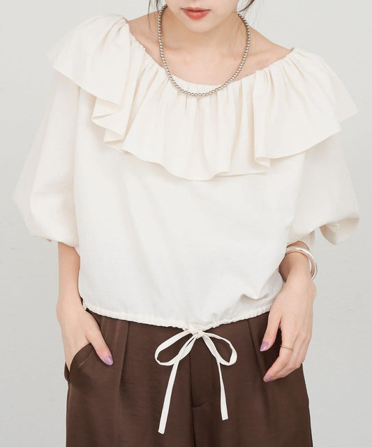 SHENERY 阿姆恩縐荷葉邊襯衫