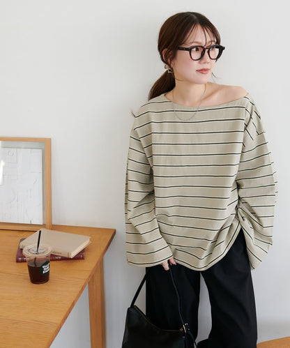 2WAY 單肩條紋套頭衫