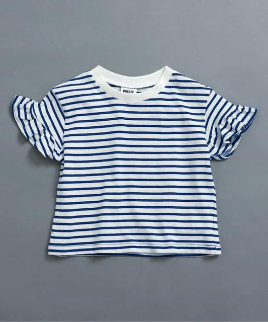 條紋 荷葉邊袖 T恤