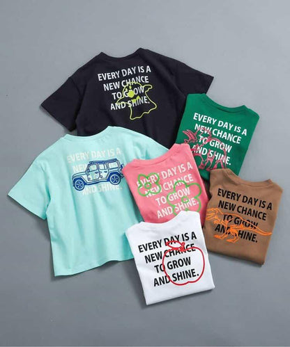 網絡限定 背部字母印花和霓虹圖案 T恤