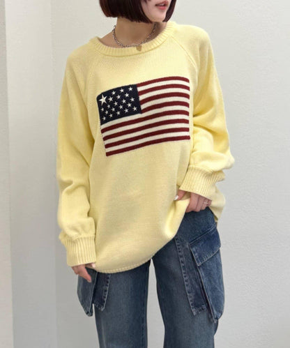 w closet 星條旗圖案針織上衣