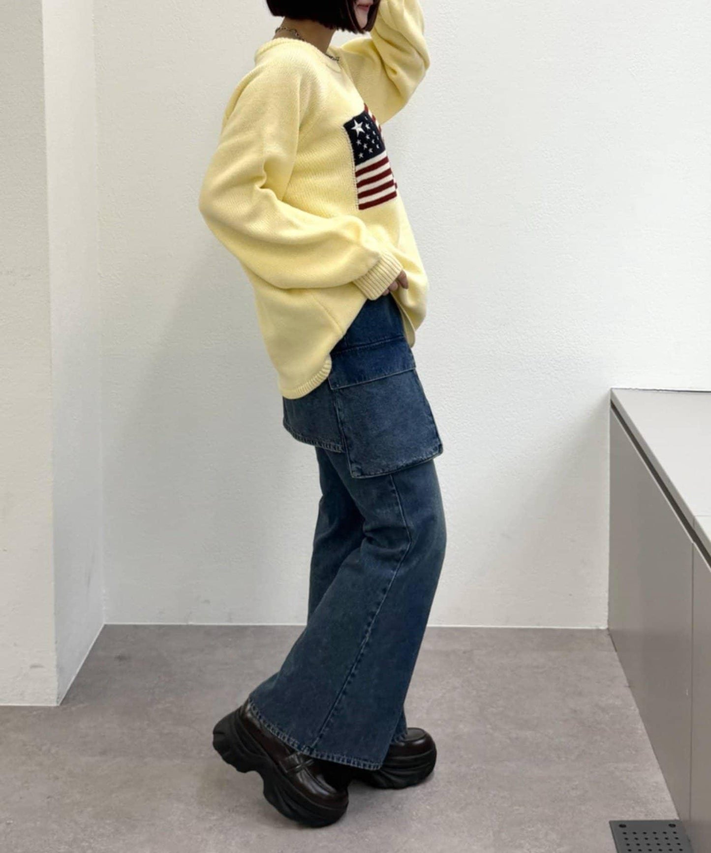 w closet 星條旗圖案針織上衣