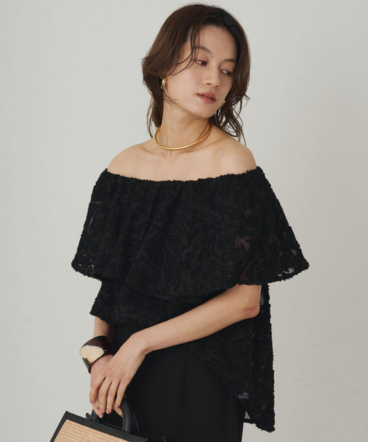 Loungedress 荷葉邊一字肩2WAY襯衫