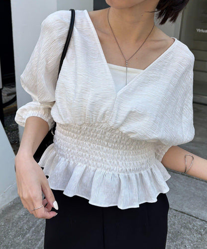 收腰V領女襯衫