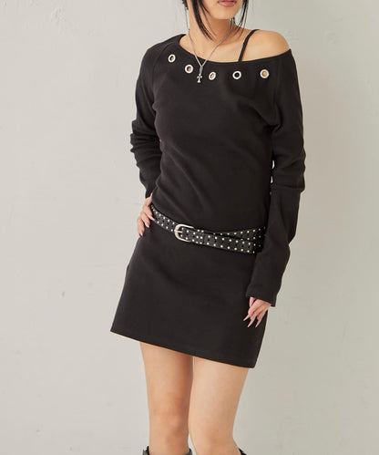 鏤空羅紋針織連衣裙