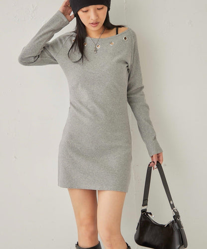 鏤空羅紋針織連衣裙