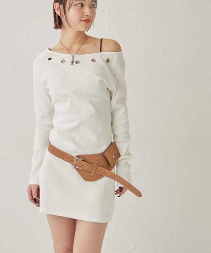 鏤空羅紋針織連衣裙