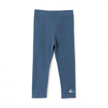 星星刺繡羅紋打底褲