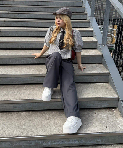 ANOTHER BRANCH 校園風附領帶襯衫