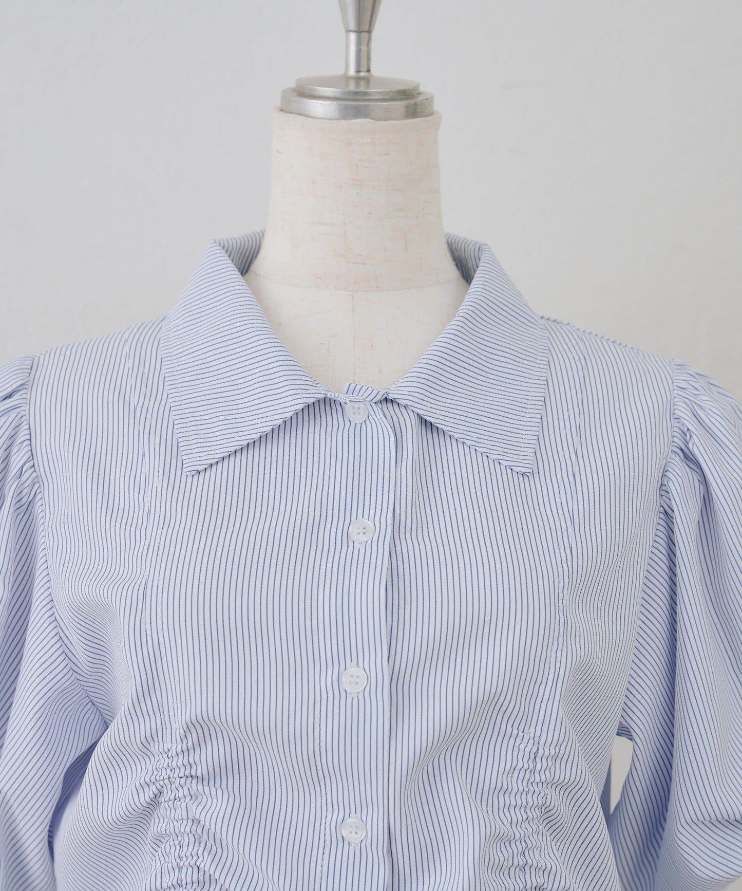 泡泡袖 抽繩設計 短款 襯衫