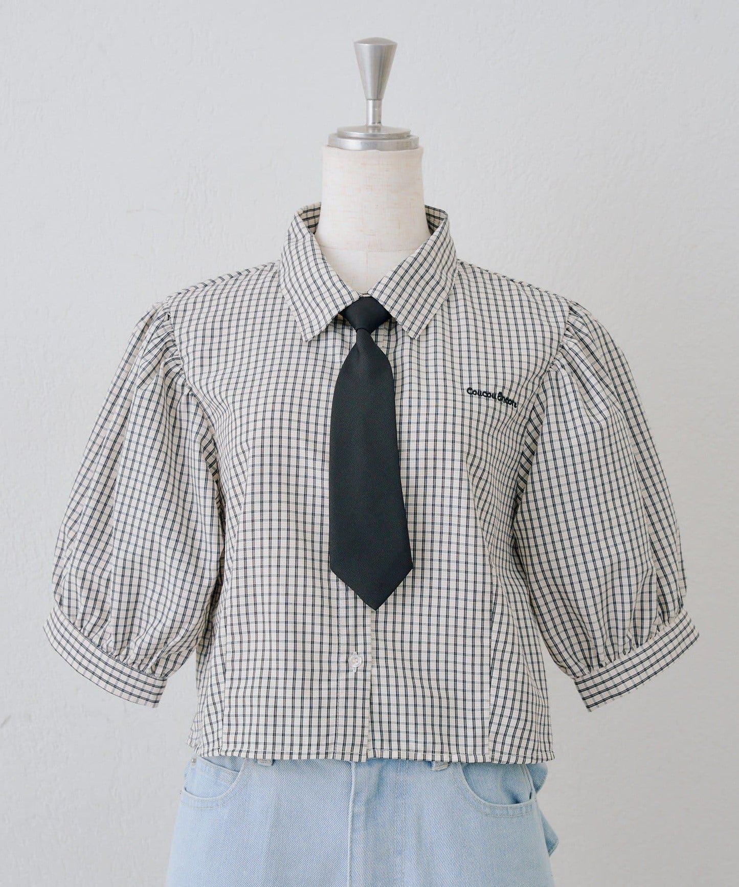 ANOTHER BRANCH 校園風附領帶襯衫