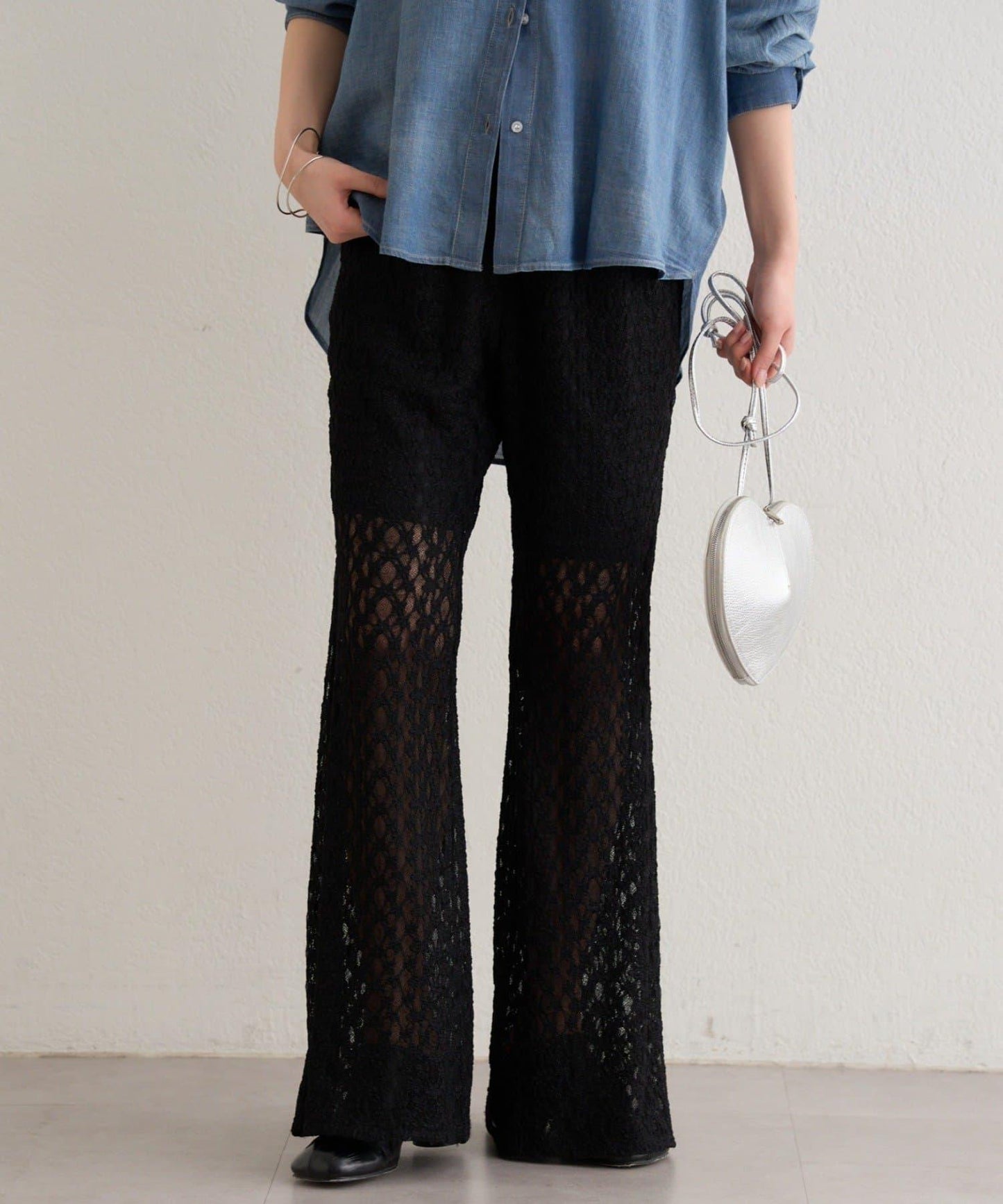 蕾絲喇叭褲