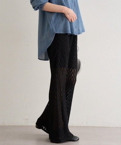 蕾絲喇叭褲