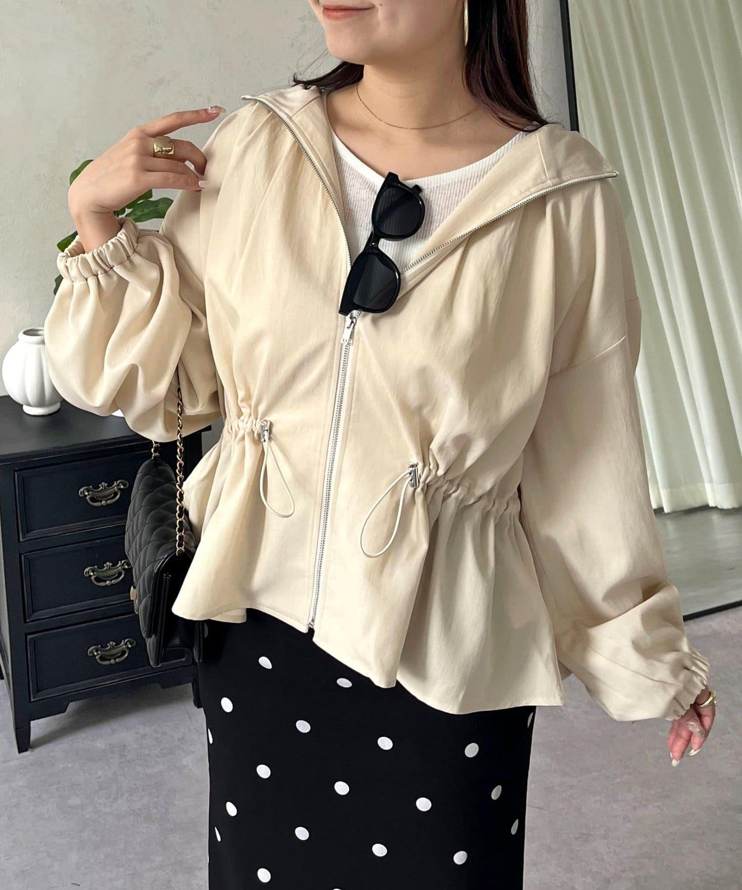 防曬 後背抽繩 荷葉擺 戶外風衣