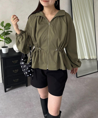 防曬 後背抽繩 荷葉擺 戶外風衣